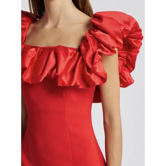 LIKELY x REVOLVE Ina Ruffle Red Off The Shoulder Ruffle Mini Dress Sz 6 / Small - Picture 11 of 13